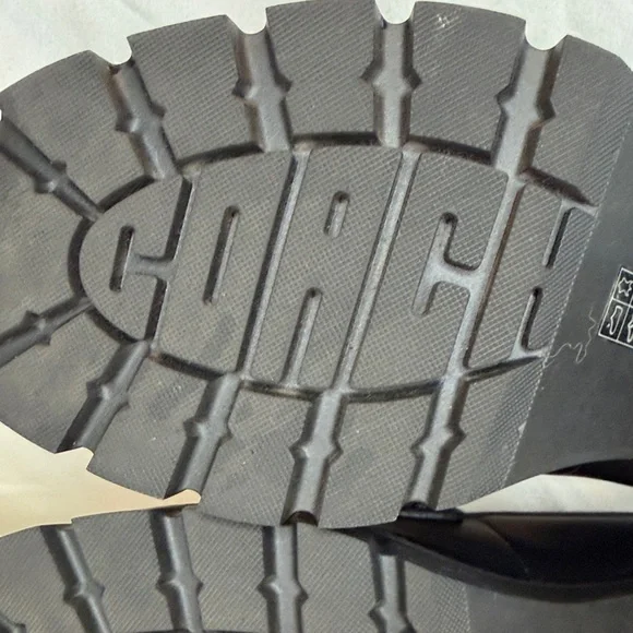 Coach Black Lug-Sole Penny Loafers with Block Heel - Picture 7 of 11